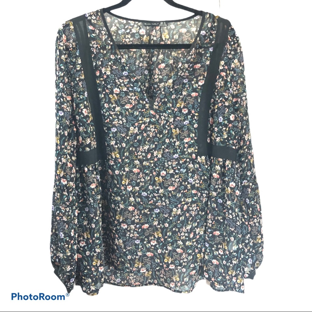 Black Tape Floral Blouse